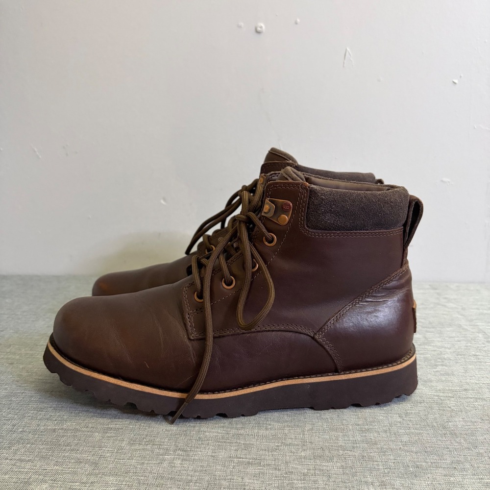UGG Hannen Boot‎ Men 9 Brown Leather Waterproof Shearling Lined 1008146